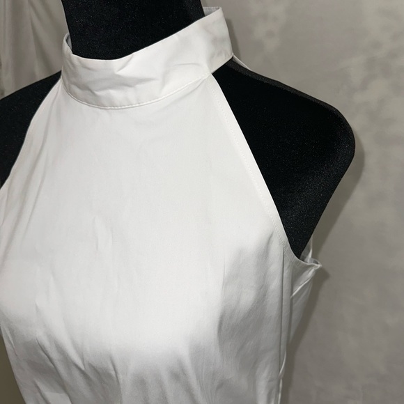 New White House Black Market Embroidered Peplum Blouse Poplin Cut-Out Halter NWT - Picture 5 of 9